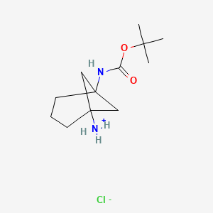 molecular formula C12H23ClN2O2 B12341245 [5-[(2-Methylpropan-2-yl)oxycarbonylamino]-1-bicyclo[3.1.1]heptanyl]azanium;chloride 