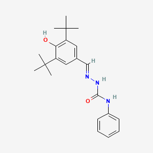 molecular formula C22H29N3O2 B12341302 1-[(E)-(3,5-ditert-butyl-4-hydroxyphenyl)methylideneamino]-3-phenylurea 