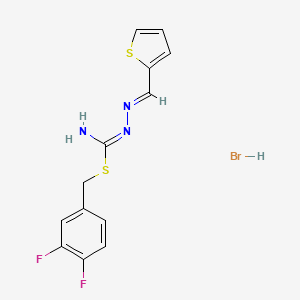 (E)-[({[(3,4-difluorophenyl)methyl]sulfanyl}methanimidoyl)amino][(thiophen-2-yl)methylidene]amine hydrobromide