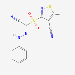 (Z)-1-[(4-cyano-5-methyl-1,2-thiazol-3-yl)sulfonyl]-N-phenylmethanecarbohydrazonoyl cyanide