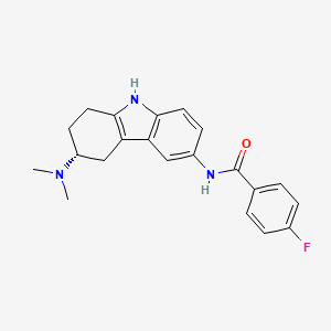 molecular formula C21H22FN3O B1234136 N-[(6R)-6-(dimethylamino)-6,7,8,9-tetrahydro-5H-carbazol-3-yl]-4-fluorobenzamide 
