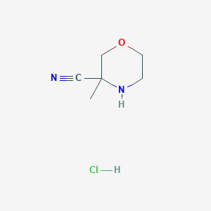 molecular formula C6H11ClN2O B12341399 3-methylmorpholine-3-carbonitrile;hydrochloride CAS No. 1205749-09-2