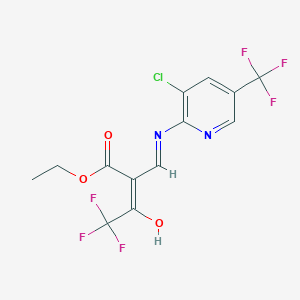 molecular formula C13H9ClF6N2O3 B12341459 ethyl (2E)-2-({[3-chloro-5-(trifluoromethyl)pyridin-2-yl]amino}methylidene)-4,4,4-trifluoro-3-oxobutanoate 