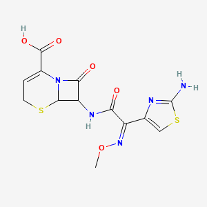 molecular formula C13H13N5O5S2 B1234146 7-{[(2Z)-2-(2-氨基-1,3-噻唑-4-基)-2-(甲氧基亚氨基)乙酰]氨基}-8-氧代-5-噻-1-氮杂双环[4.2.0]辛-2-烯-2-羧酸 