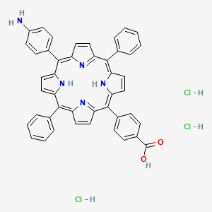 molecular formula C45H34Cl3N5O2 B12341487 5,15-Diphenyl-10-(4-aminophenyl)-20-(4-carboxyphenyl) porphine trihydrochloride 