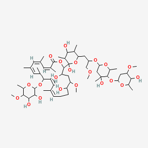 (3Z,5Z,7Z,11Z,13Z)-21-[2,4-dihydroxy-6-[2-[4-hydroxy-5-(5-hydroxy-4-methoxy-6-methyloxan-2-yl)oxy-4,6-dimethyloxan-2-yl]oxy-3-methoxypropyl]-3,5-dimethyloxan-2-yl]-10-(3,4-dihydroxy-5-methoxy-6-methyloxan-2-yl)oxy-17,20-dihydroxy-18-methoxy-3,5,7,9,13-pentamethyl-1-oxacyclohenicosa-3,5,7,11,13-pentaen-2-one