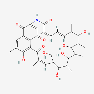 molecular formula C35H45NO10 B1234165 (7Z,18E,20Z)-4,10,12,14,16-Pentahydroxy-9-(hydroxymethyl)-3,7,11,13,15,17,21-heptamethyl-23-azatricyclo[22.3.1.05,27]octacosa-1(27),2,4,7,18,20,24-heptaene-6,22,26,28-tetrone CAS No. 69239-55-0