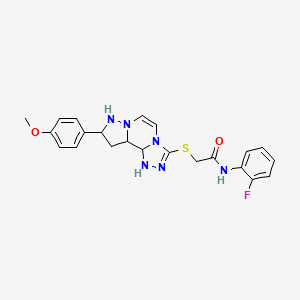 molecular formula C22H23FN6O2S B12341720 N-(2-fluorophenyl)-2-{[11-(4-methoxyphenyl)-3,4,6,9,10-pentaazatricyclo[7.3.0.0^{2,6}]dodeca-1(12),2,4,7,10-pentaen-5-yl]sulfanyl}acetamide 