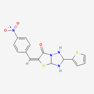 molecular formula C15H12N4O3S2 B12341750 (5E)-5-[(4-nitrophenyl)methylidene]-2-(thiophen-2-yl)-5H,6H-[1,2,4]triazolo[3,2-b][1,3]thiazol-6-one 