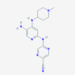 molecular formula C16H20N8 B12341910 5-((5-Amino-4-((1-methylpiperidin-4-yl)amino)pyridin-2-yl)amino)pyrazine-2-carbonitrile 