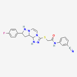 molecular formula C22H20FN7OS B12341918 N-(3-cyanophenyl)-2-{[11-(4-fluorophenyl)-3,4,6,9,10-pentaazatricyclo[7.3.0.0^{2,6}]dodeca-1(12),2,4,7,10-pentaen-5-yl]sulfanyl}acetamide 