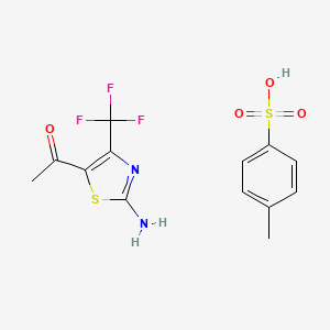 molecular formula C13H13F3N2O4S2 B12341927 1-(2-Amino-4-(trifluoromethyl)thiazol-5-yl)ethanone 4-methylbenzenesulfonate 