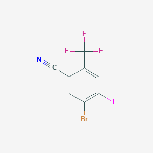 molecular formula C8H2BrF3IN B12341929 5-Bromo-4-iodo-2-(trifluoromethyl)benzonitrile 