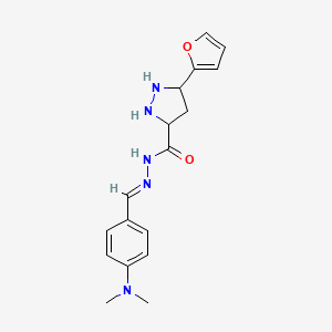 N-[(E)-[4-(dimethylamino)phenyl]methylideneamino]-5-(furan-2-yl)pyrazolidine-3-carboxamide