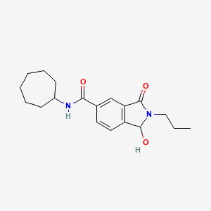 molecular formula C19H26N2O3 B1234202 N-cycloheptyl-1-hydroxy-3-oxo-2-propyl-1H-isoindole-5-carboxamide 