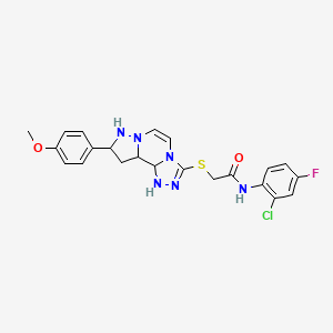 N-(2-chloro-4-fluorophenyl)-2-{[11-(4-methoxyphenyl)-3,4,6,9,10-pentaazatricyclo[7.3.0.0^{2,6}]dodeca-1(12),2,4,7,10-pentaen-5-yl]sulfanyl}acetamide