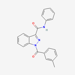 molecular formula C22H17N3O2 B12342044 1-(3-Methylbenzoyl)-N-phenyl-1H-indazole-3-carboxamide 