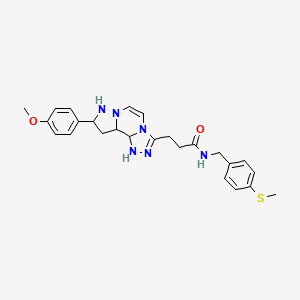 molecular formula C25H30N6O2S B12342063 3-[11-(4-methoxyphenyl)-3,4,6,9,10-pentaazatricyclo[7.3.0.0^{2,6}]dodeca-1(12),2,4,7,10-pentaen-5-yl]-N-{[4-(methylsulfanyl)phenyl]methyl}propanamide 