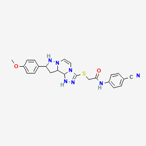 molecular formula C23H23N7O2S B12342079 N-(4-cyanophenyl)-2-[[11-(4-methoxyphenyl)-3,4,6,9,10-pentazatricyclo[7.3.0.02,6]dodeca-4,7-dien-5-yl]sulfanyl]acetamide 