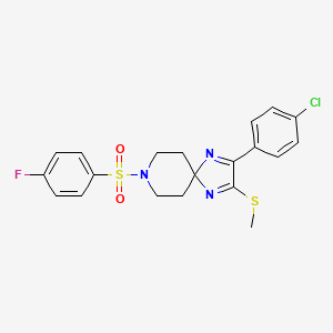 2-(4-Chlorophenyl)-8-(4-fluorobenzenesulfonyl)-3-(methylsulfanyl)-1,4,8-triazaspiro[4.5]deca-1,3-diene