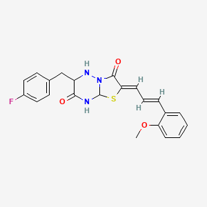 molecular formula C22H20FN3O3S B12342109 (2Z)-6-[(4-fluorophenyl)methyl]-2-[(2E)-3-(2-methoxyphenyl)prop-2-en-1-ylidene]-2H,3H,7H-[1,3]thiazolo[3,2-b][1,2,4]triazine-3,7-dione 