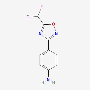 molecular formula C9H7F2N3O B12342114 4-[5-(Difluoromethyl)-1,2,4-oxadiazol-3-yl]aniline 