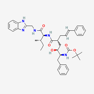 molecular formula C40H51N5O5 B1234212 tert-butyl N-[(E,1S,2S,4R)-4-[[(1S,2S)-1-(1H-benzimidazol-2-ylmethylcarbamoyl)-2-methyl-butyl]carbamoyl]-1-benzyl-2-hydroxy-7-phenyl-hept-6-enyl]carbamate 
