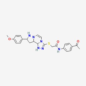 N-(4-acetylphenyl)-2-{[11-(4-methoxyphenyl)-3,4,6,9,10-pentaazatricyclo[7.3.0.0^{2,6}]dodeca-1(12),2,4,7,10-pentaen-5-yl]sulfanyl}acetamide