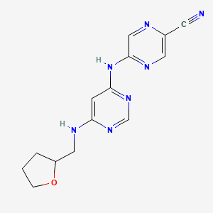 molecular formula C14H15N7O B12342154 5-[[6-(Oxolan-2-ylmethylamino)pyrimidin-4-yl]amino]pyrazine-2-carbonitrile 