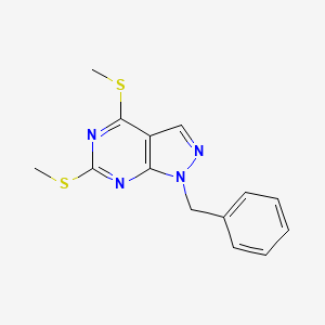 molecular formula C14H14N4S2 B12342175 1-Benzyl-4,6-bis(methylthio)-1H-pyrazolo[3,4-d]pyrimidine 