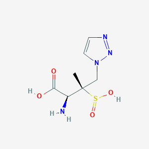 molecular formula C7H12N4O4S B123422 (2S,3S)-2-Amino-3-methyl-3-sulfino-4-(1H-1,2,3-triazol-1-yl)butyric acid CAS No. 120701-87-3