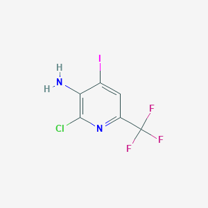 molecular formula C6H3ClF3IN2 B12342204 2-Chloro-4-iodo-6-(trifluoromethyl)pyridin-3-amine 