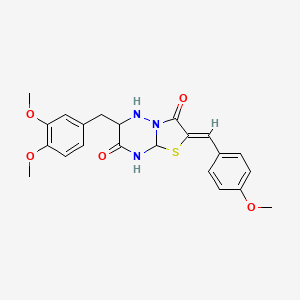 molecular formula C22H23N3O5S B12342211 (2Z)-6-[(3,4-dimethoxyphenyl)methyl]-2-[(4-methoxyphenyl)methylidene]-2H,3H,7H-[1,3]thiazolo[3,2-b][1,2,4]triazine-3,7-dione 