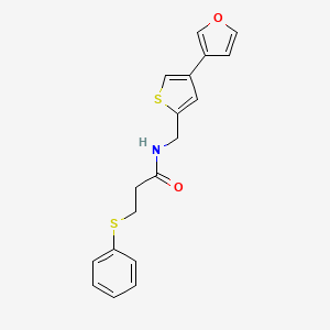 molecular formula C18H17NO2S2 B12342286 N-{[4-(furan-3-yl)thiophen-2-yl]methyl}-3-(phenylsulfanyl)propanamide 