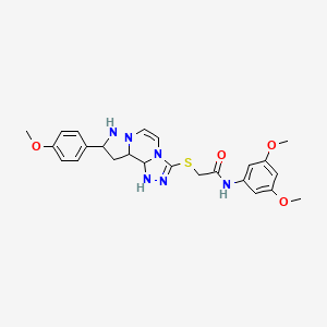 N-(3,5-dimethoxyphenyl)-2-{[11-(4-methoxyphenyl)-3,4,6,9,10-pentaazatricyclo[7.3.0.0^{2,6}]dodeca-1(12),2,4,7,10-pentaen-5-yl]sulfanyl}acetamide