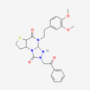 8-[2-(3,4-Dimethoxyphenyl)ethyl]-11-(2-oxo-2-phenylethyl)-5-thia-1,8,10,11-tetraazatricyclo[7.3.0.0^{2,6}]dodeca-2(6),3,9-triene-7,12-dione