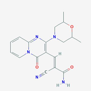 molecular formula C18H19N5O3 B1234233 (E)-2-cyano-3-[2-(2,6-dimethylmorpholin-4-yl)-4-oxopyrido[1,2-a]pyrimidin-3-yl]prop-2-enamide 
