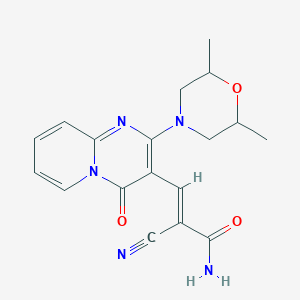 molecular formula C18H19N5O3 B1234233 (E)-2-氰基-3-[2-(2,6-二甲基吗啉-4-基)-4-氧代吡啶并[1,2-a]嘧啶-3-基]丙-2-烯酰胺 