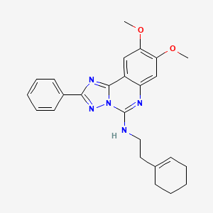 molecular formula C25H27N5O2 B12342331 N-[2-(cyclohex-1-en-1-yl)ethyl]-8,9-dimethoxy-2-phenyl-[1,2,4]triazolo[1,5-c]quinazolin-5-amine 