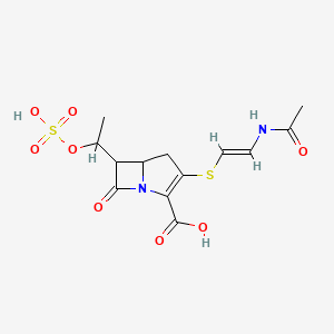 molecular formula C13H16N2O8S2 B1234234 3-[(E)-2-acetamidoethenyl]sulfanyl-7-oxo-6-(1-sulfooxyethyl)-1-azabicyclo[3.2.0]hept-2-ene-2-carboxylic acid 