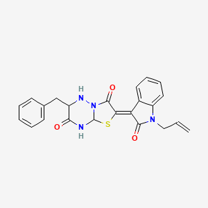 6-benzyl-2-[(3Z)-2-oxo-1-(prop-2-en-1-yl)-2,3-dihydro-1H-indol-3-ylidene]-2H,3H,7H-[1,3]thiazolo[3,2-b][1,2,4]triazine-3,7-dione