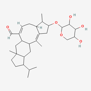 molecular formula C30H46O6 B1234235 6-甲酰基-10-异丙基-3,7a,12-三甲基-1,2,3,3a,4,6a,7,7a,8,9,10,10a,11,11a-十四氢环戊[4,5]环辛[1,2-f]茚-2-基戊吡喃糖苷 