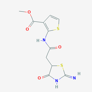 molecular formula C11H11N3O4S2 B12342365 Methyl 2-[2-(2-imino-4-oxo-1,3-thiazolidin-5-YL)acetamido]thiophene-3-carboxylate 