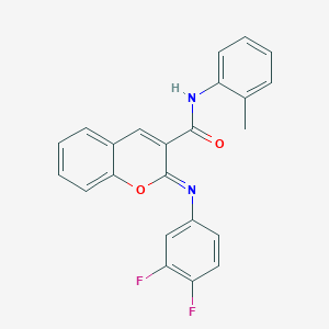 molecular formula C23H16F2N2O2 B12342379 (2Z)-2-[(3,4-difluorophenyl)imino]-N-(2-methylphenyl)-2H-chromene-3-carboxamide 