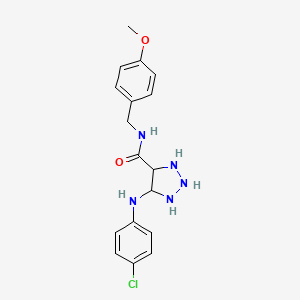 molecular formula C17H20ClN5O2 B12342387 5-(4-chloroanilino)-N-[(4-methoxyphenyl)methyl]triazolidine-4-carboxamide 