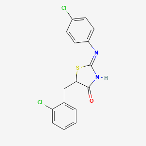 molecular formula C16H12Cl2N2OS B12342471 (E)-5-(2-chlorobenzyl)-2-((4-chlorophenyl)imino)thiazolidin-4-one CAS No. 5617-51-6