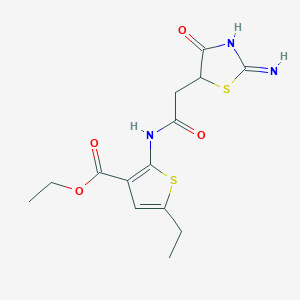 Ethyl 5-ethyl-2-[2-(2-imino-4-oxo-1,3-thiazolidin-5-YL)acetamido]thiophene-3-carboxylate