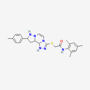 2-{[11-(4-methylphenyl)-3,4,6,9,10-pentaazatricyclo[7.3.0.0^{2,6}]dodeca-1(12),2,4,7,10-pentaen-5-yl]sulfanyl}-N-(2,4,6-trimethylphenyl)acetamide