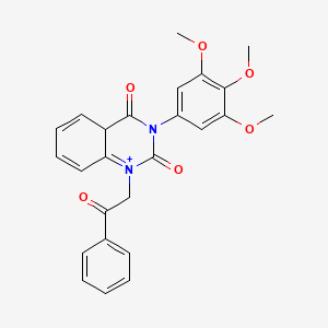 molecular formula C25H23N2O6+ B12342585 1-(2-Oxo-2-phenylethyl)-3-(3,4,5-trimethoxyphenyl)-1,2,3,4-tetrahydroquinazoline-2,4-dione 