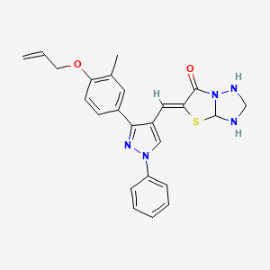 molecular formula C24H23N5O2S B12342593 (5Z)-5-({3-[3-methyl-4-(prop-2-en-1-yloxy)phenyl]-1-phenyl-1H-pyrazol-4-yl}methylidene)-5H,6H-[1,2,4]triazolo[3,2-b][1,3]thiazol-6-one 